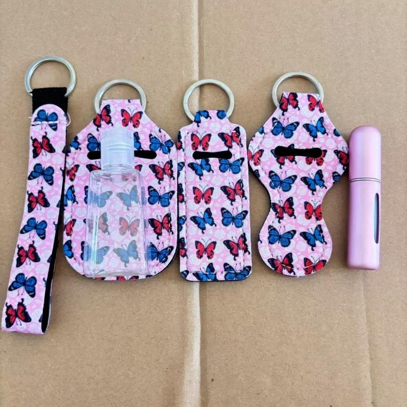 6pcs/set Travel Bottle Chapstick Lanyard Keychain Holders with Lipstick Holder Reusable Lip Balm Pouch Protective Cases