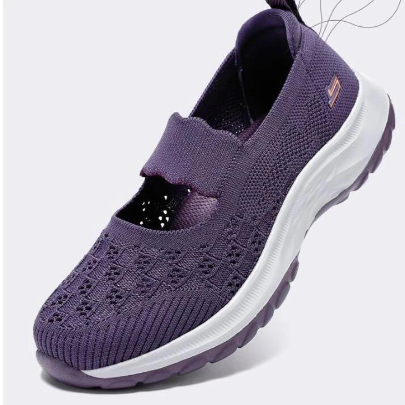  Summer Women Anti-slip Shoes Mesh Breathable Woman Woven Shoes Sneakers Light Slip On Flat Platform Ladies Walking Shoes