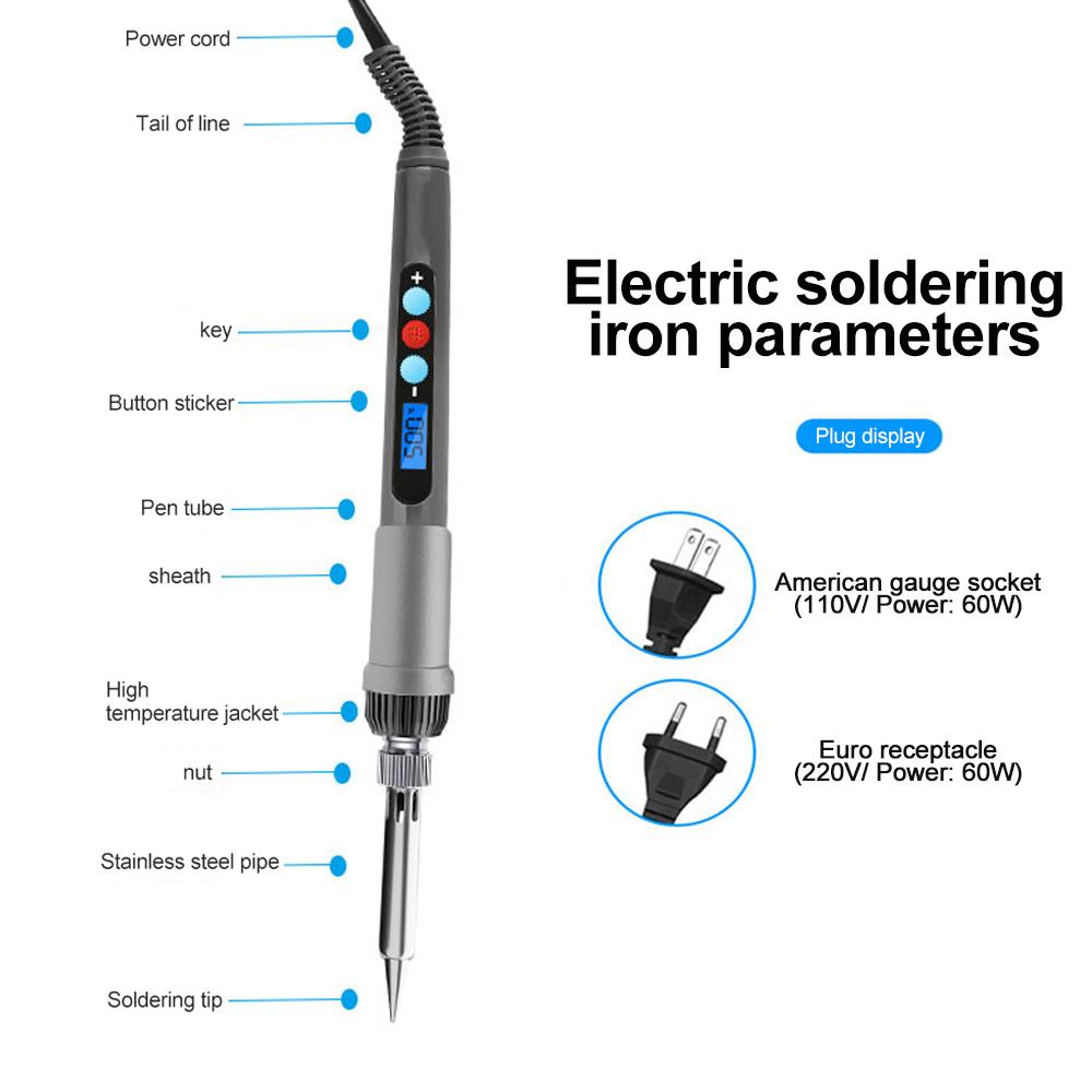 Fer à souder endothermique à température réglable 60 W, affichage numérique, outil de réparation de soudure portable