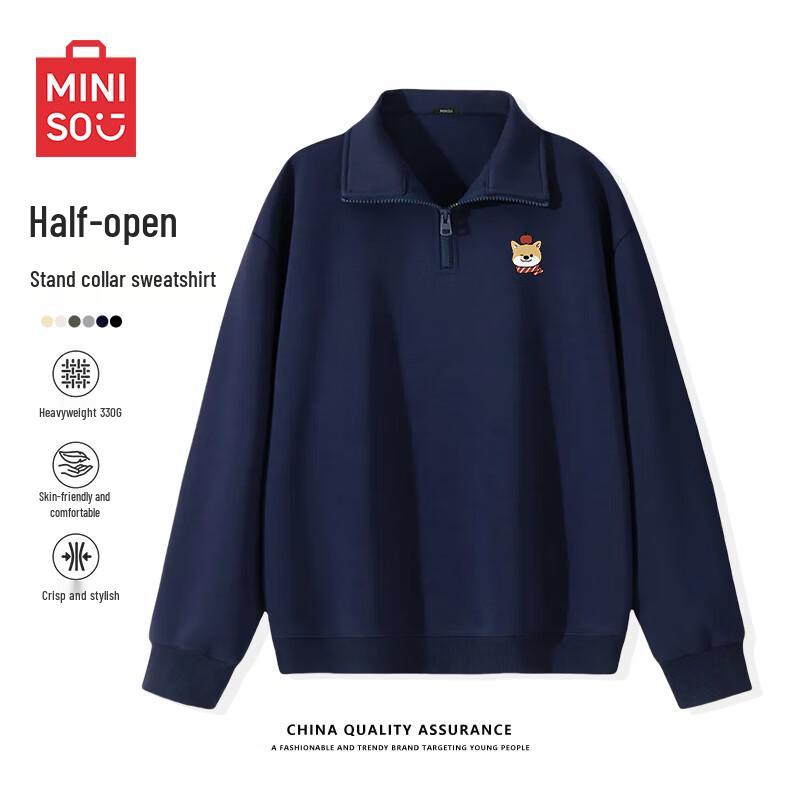 

Miniso Youth Unisex Heavyweight Half-Zip Stand Collar Pullover Hoodie Z 3XL
