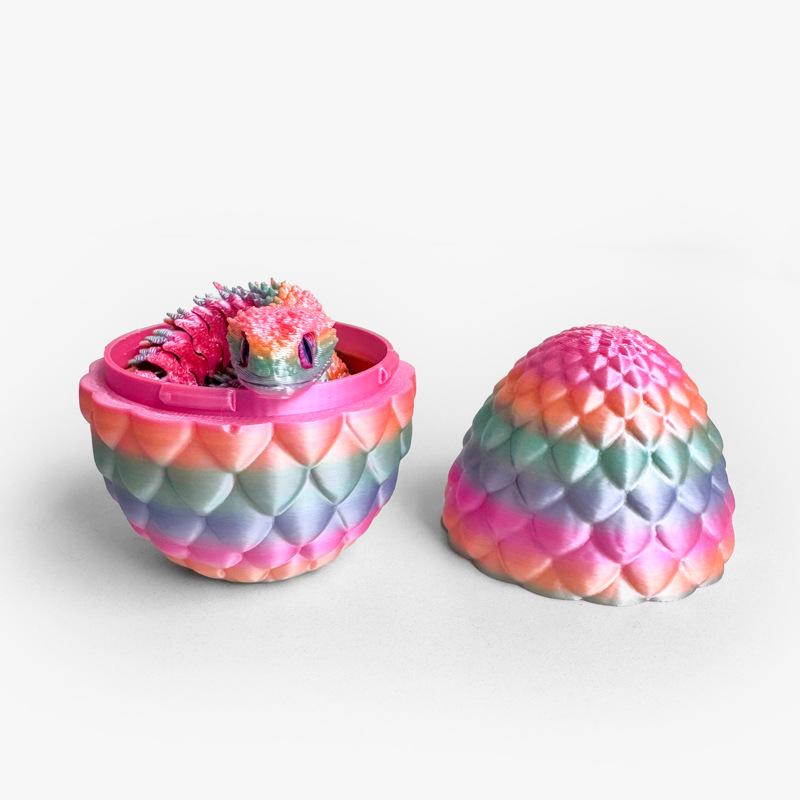 3D Printed Luminous Snake Dragon Egg Set with Movable Joints - Ornament Toy Handicraft