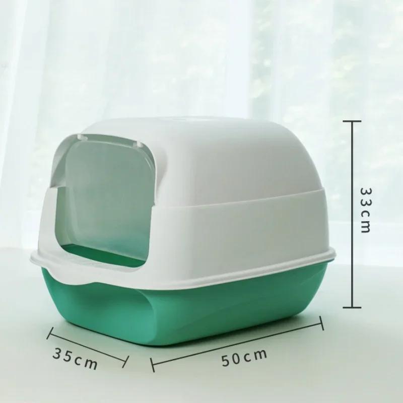 Anti-Splash Cat Litter Box-Large Capacity Pet Sandbox for Cats Kitty Kitten Toilet Tray Bedpan & Essential Cat Cleaning Supplies
