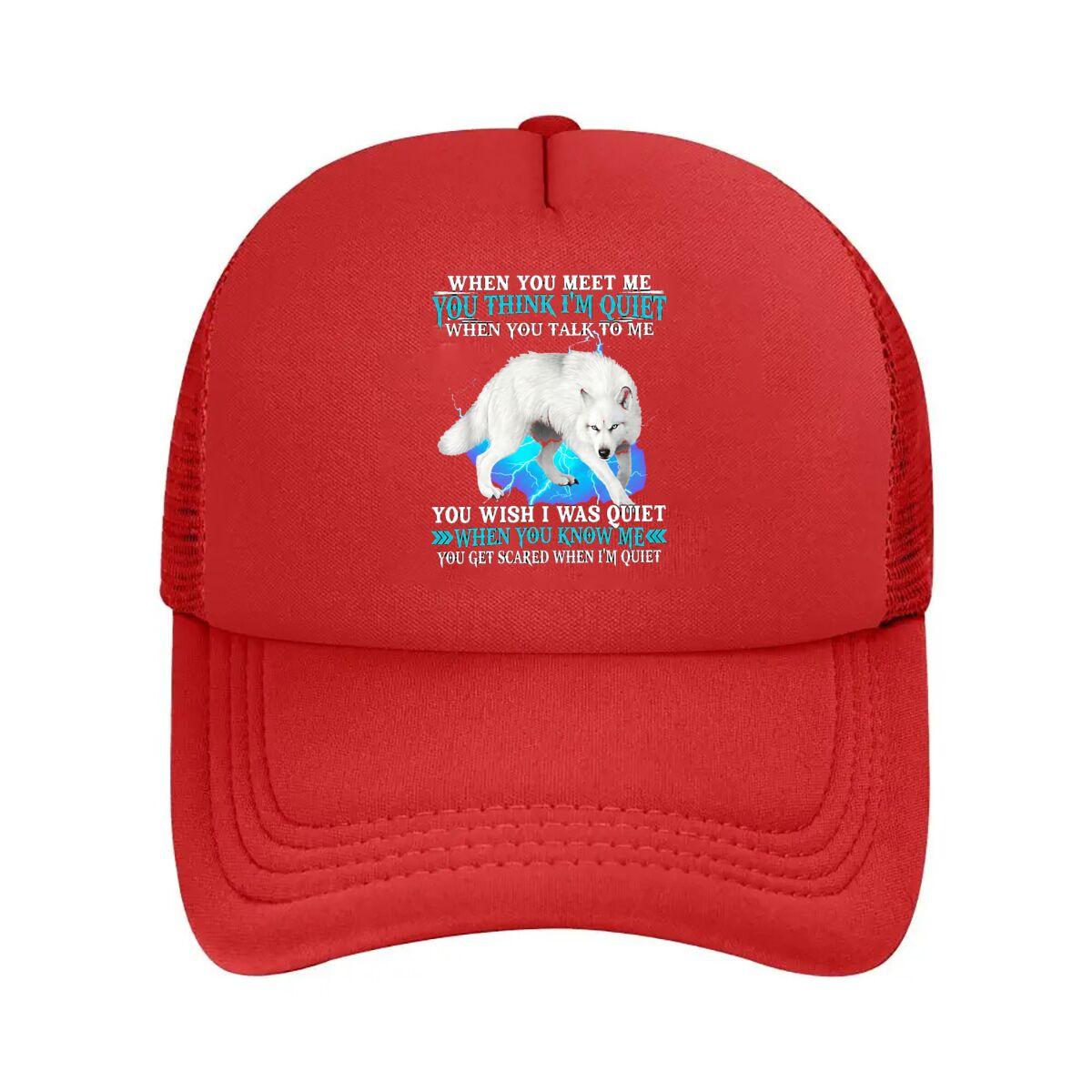 White Wolf Lightning Quote Mesh Baseball Cap Hip Hop Adjustable