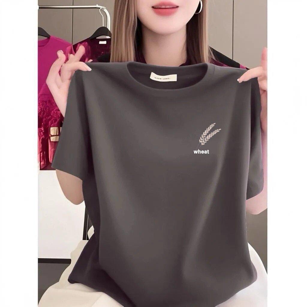 Korean Style Casual Women's Summer Slimming Print T-Shirt, Perfect for Middle-aged and Elderly