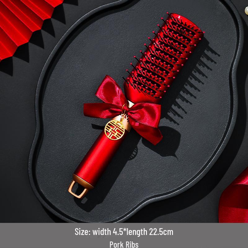 High-End Red Wedding Cushion Comb Set for Women – Complete Dowry Joy Comb Pair