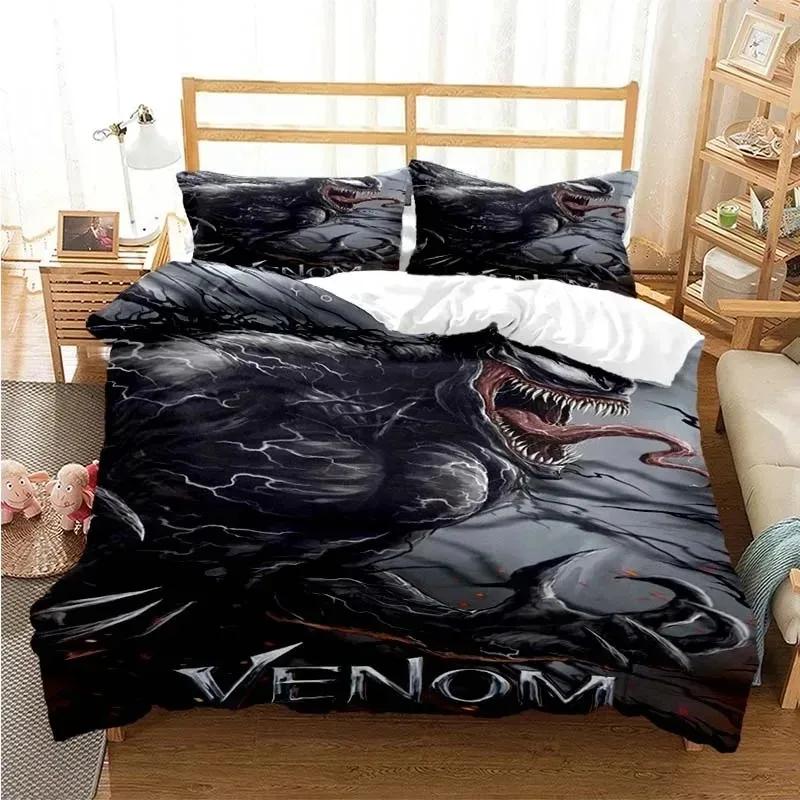 Venoms Beding Set Soft Duvet Cover Bed Linen Set Comfortable Quilt Cover Pilowcase Warm Comforter King Quen Sized Dimensions Young Boys Adult People