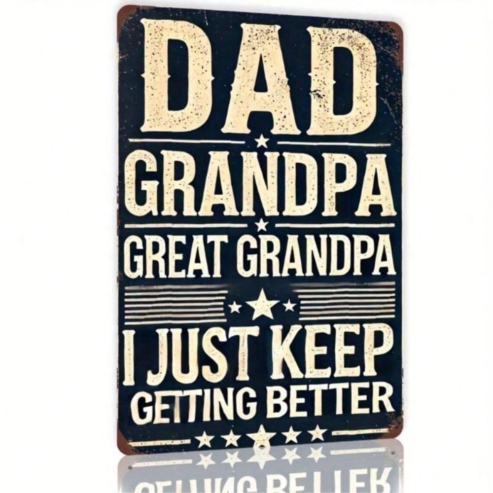 Patriotic Metal Poster for Dad, Durable Iron Sign for Grandfather Gift