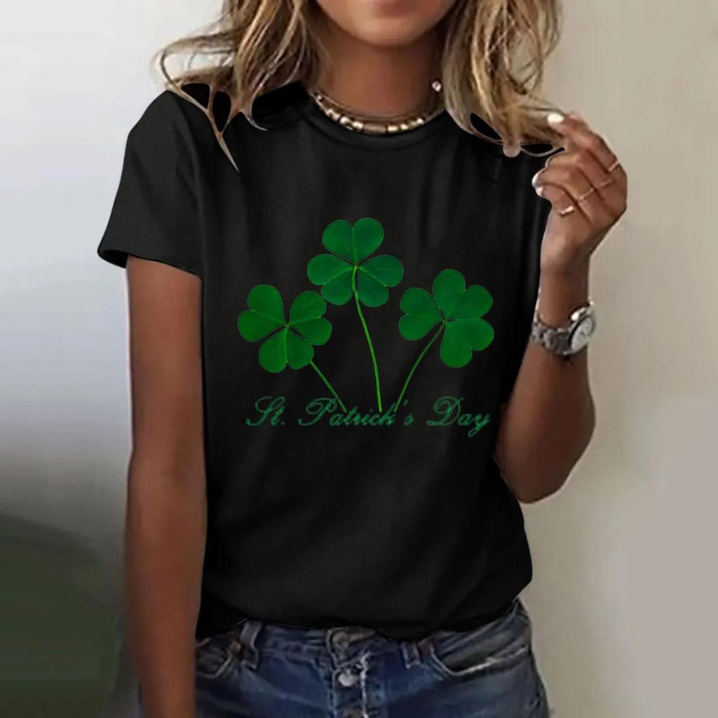 Summer New Style Ladies T-shirt Foreign Trade Casual All-match Love Printing All-match Blouse Ins Tide