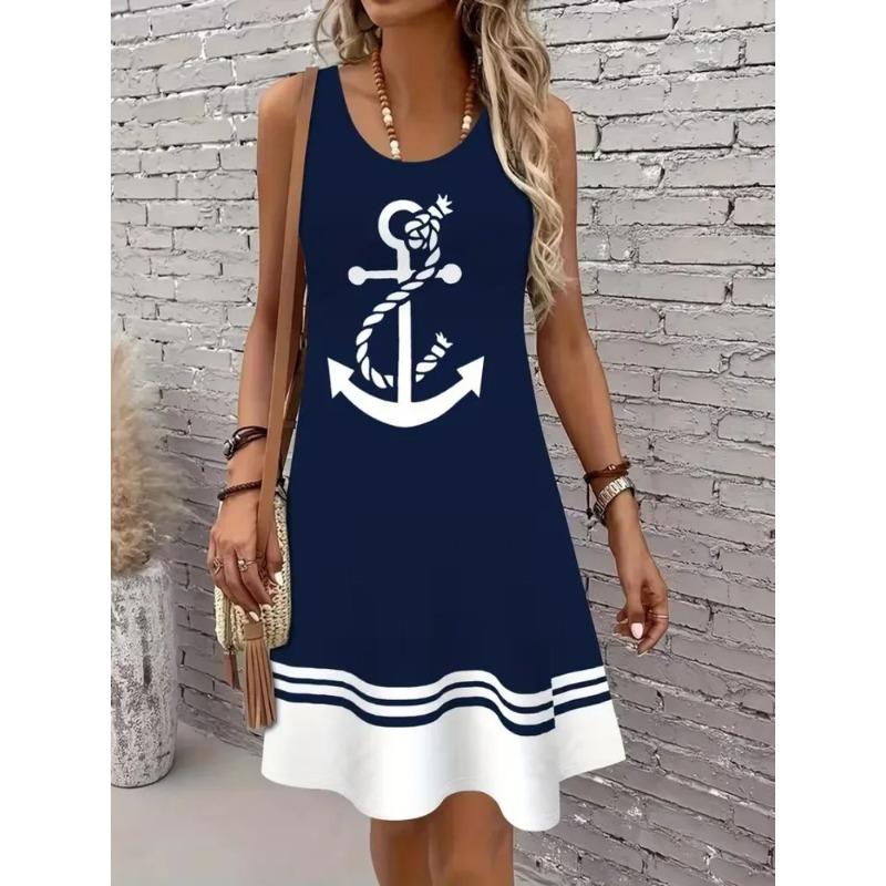 Summer Ladies 3D Printed Sleeveless Dress Fashion Versatile Trend Breathable Casual