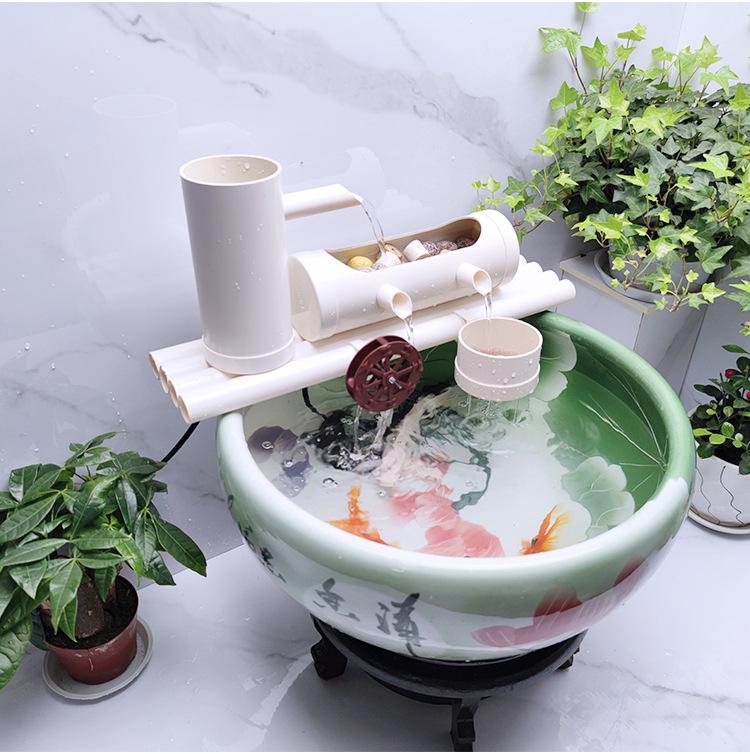 Runder Keramik-Fischtank-Wasserfallfilter & Sauerstoffpumpe Ornament