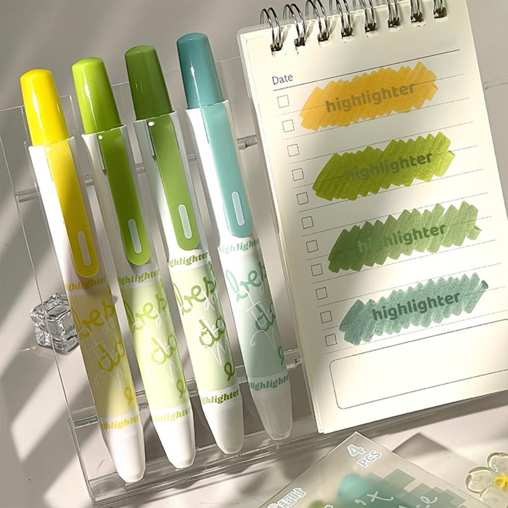

4pcs Gradient Color Highlighter Pen Chisel Tip Marker Pen Aesthetic Fluorescent Pen DIY Journaling зелений
