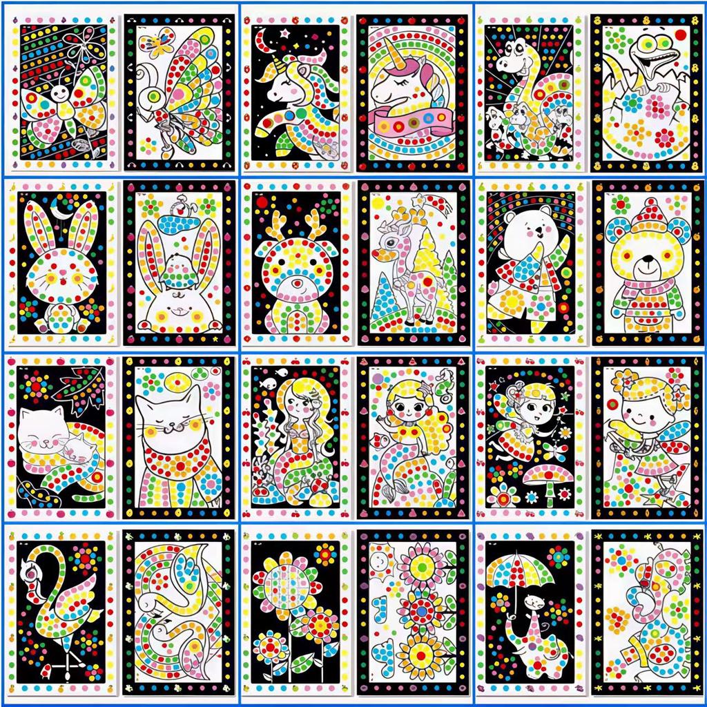 610 Sheetslot Cute Cartoon Animal Drawing Mosaic Sticker Funny Puzzle Dot Stickers For Kids Children Early Educational Patienc