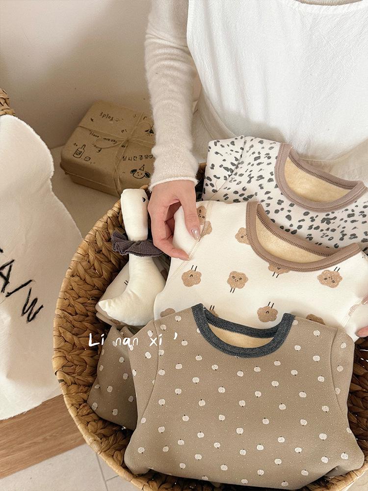 2025 New Fleece-Lined Winter Pajama Set for Small & Medium Children - Thermal Baby & Kids Homewear