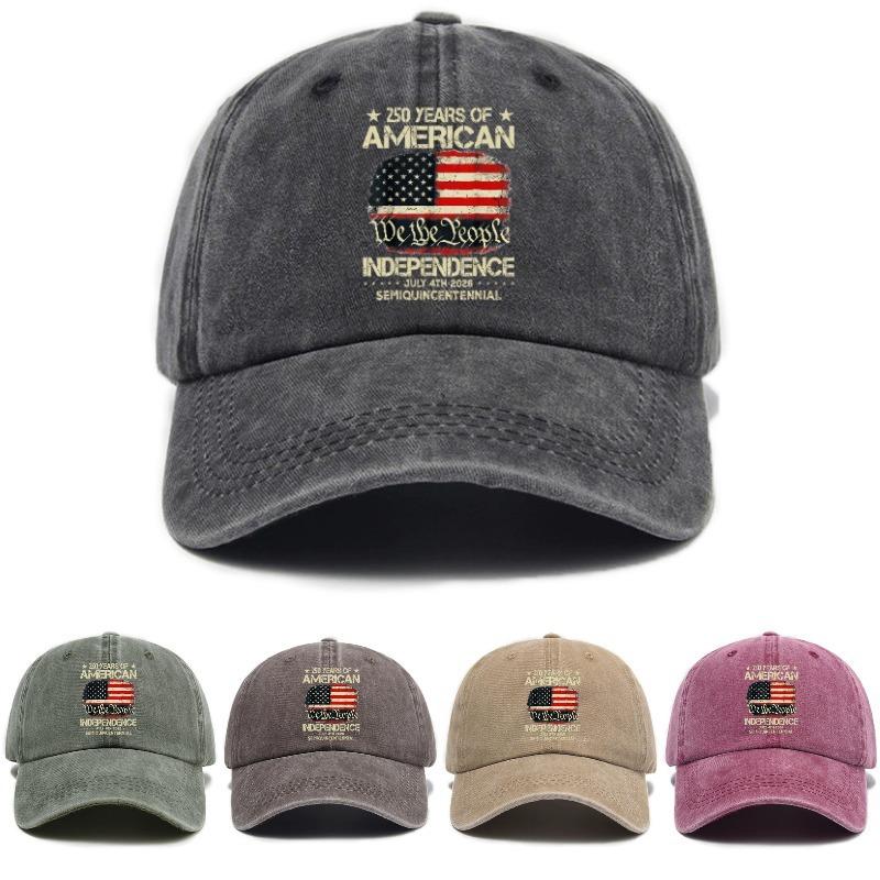 Versatile trend American flag print washed old soft top baseball cap Unisex sunshade baseball cap