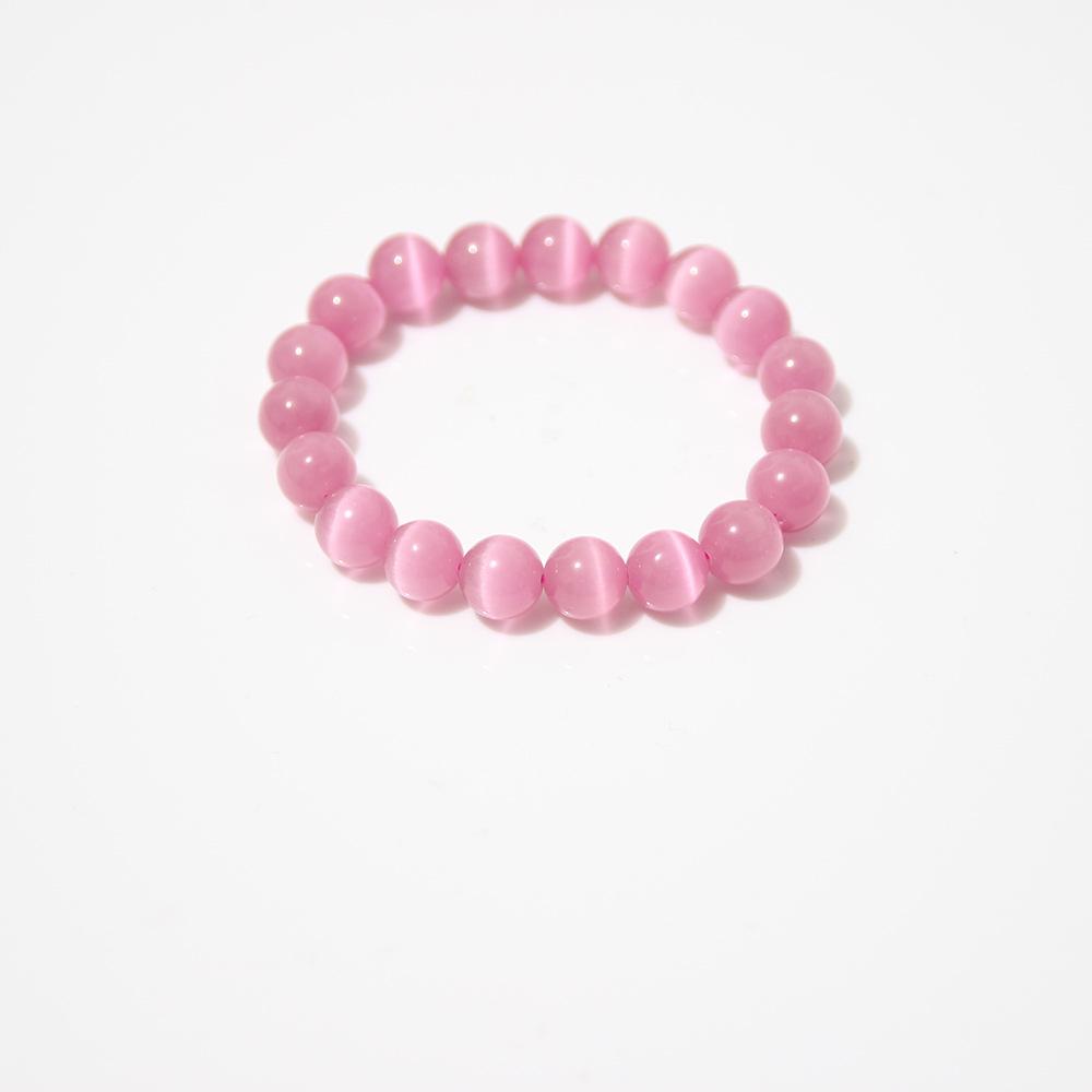 Sky Blue Cat's Eye Bracelet: Round Beads, Fresh Summer Crystal Jewelry for Women and Men