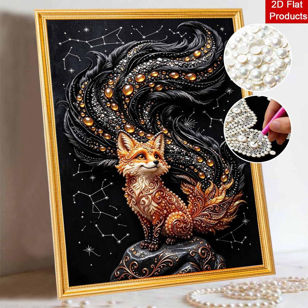 Pearl Painting Set 5D Pearl Mosaic Art Style Mystical Fox Galaxy Constellation Home Wall Decoration.