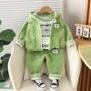Baby Boys Clothing Set Autumn Winter Cartoon Thick Hooded Jacket Coat Pants 3Pc Suit for Kids Warm Outfits