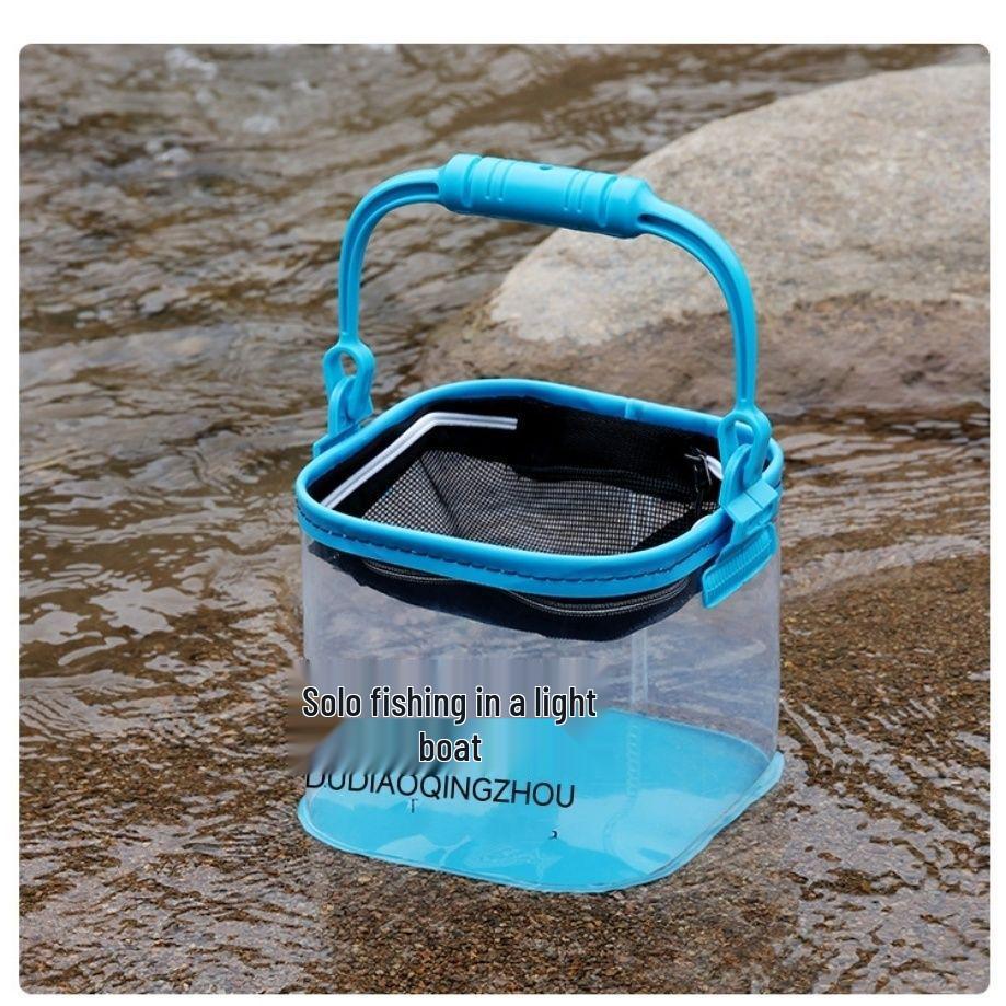 Transparent Folding EVA Fish Keeper Bucket for Camping and Fishing