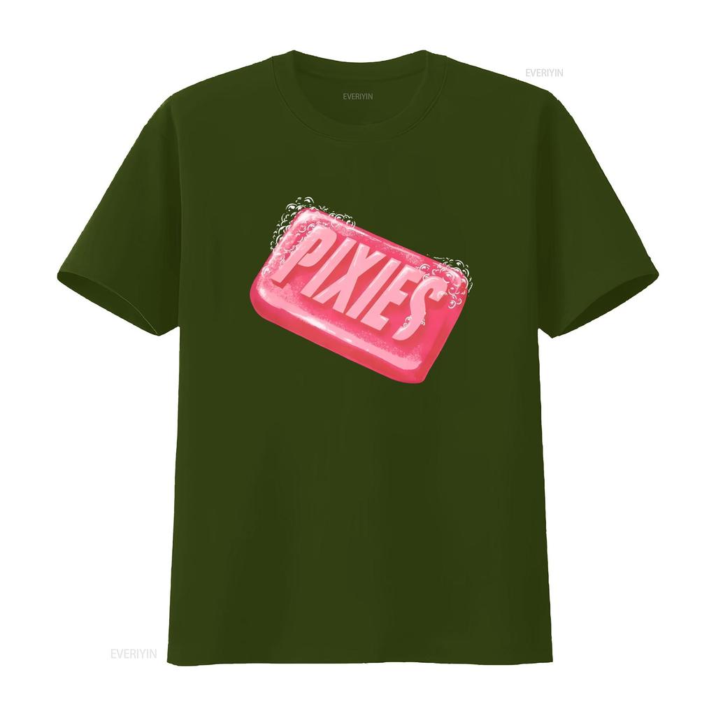 PIXIES Wash Up Design T Shirt Front Back Print X Large Size Vintage Washed Fashion Designer Clothes Streetwear Casual