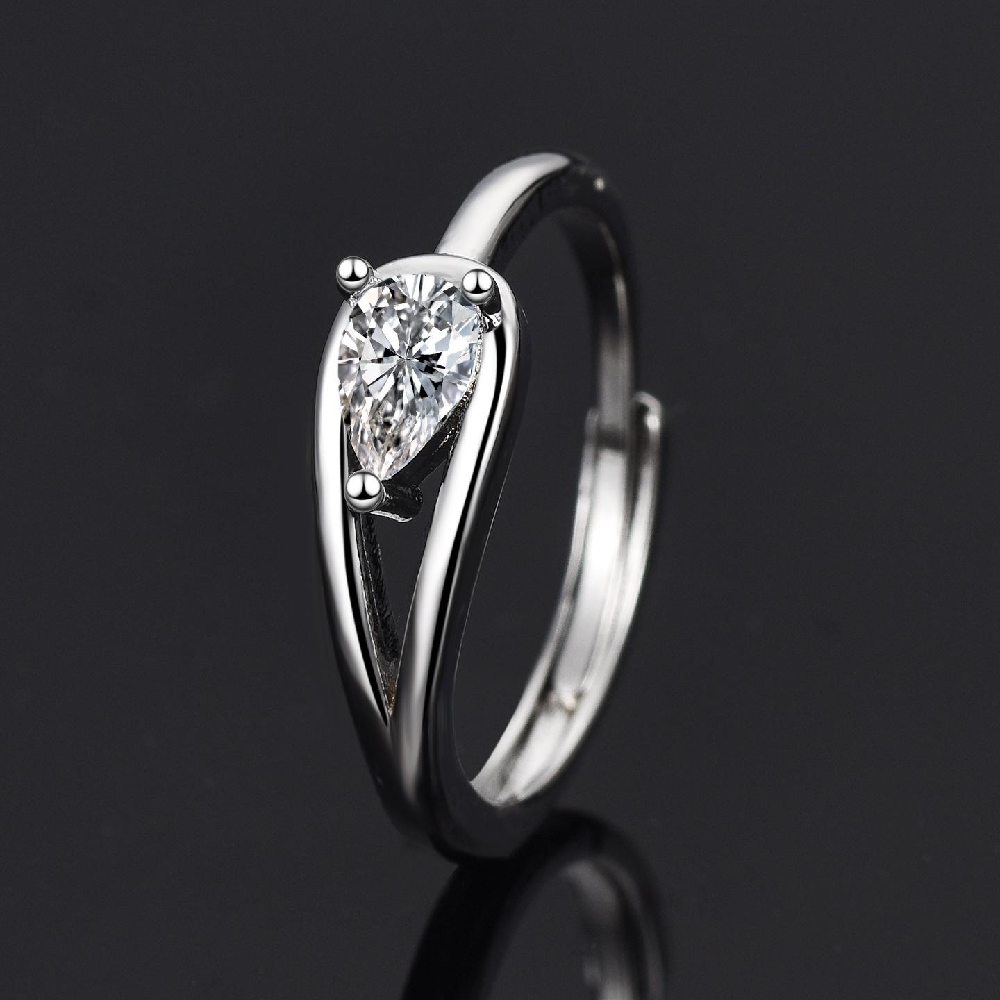 Women s Adjustable Water Drop Diamond Ring - Elegant and Versatile Design Adjustable Open