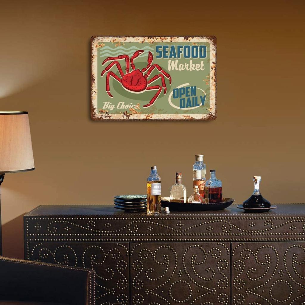 1-Pack Rusty Finish Metal Wall Art, 20×30cm and 30×40cm, Vintage Decorative Plaque for Kitchen, Bar or Hallway