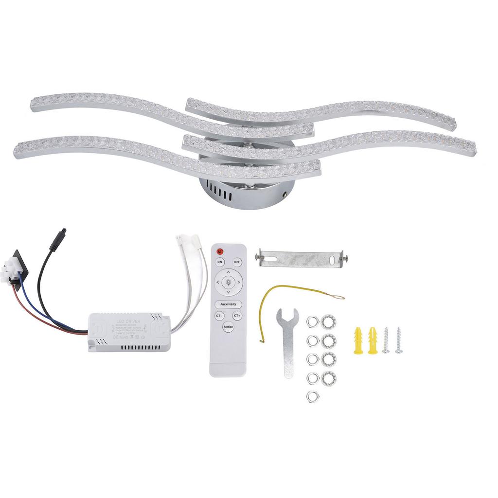 LED Ceiling Light Remote Control Dimming 4 Wavy Ceiling Lamp Tube for Living Room Bedroom AC85?265V