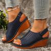 Fashion Hollow Out Wedge Heel Sandals for Women Summer 2025 Fashion Peep Toe Platform Sandalias Mujer Comfortable Non Slip Beach Shoes