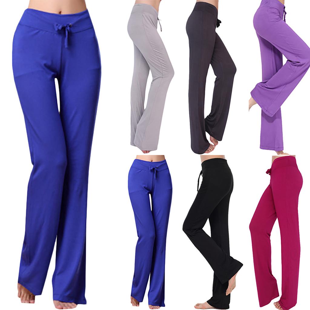 Buy Womens Yoga Loose Stretch Flared High Waist Wide Leg Long Pants Palazzo  Trousers at affordable prices — free shipping, real reviews with photos —  Joom