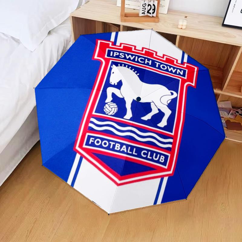 1PC Town Football Club Crest Printed Umbrella Folding umbrella, automatic umbrella 8-Frame for Travel, camping Fan gifts Christmas Gifts