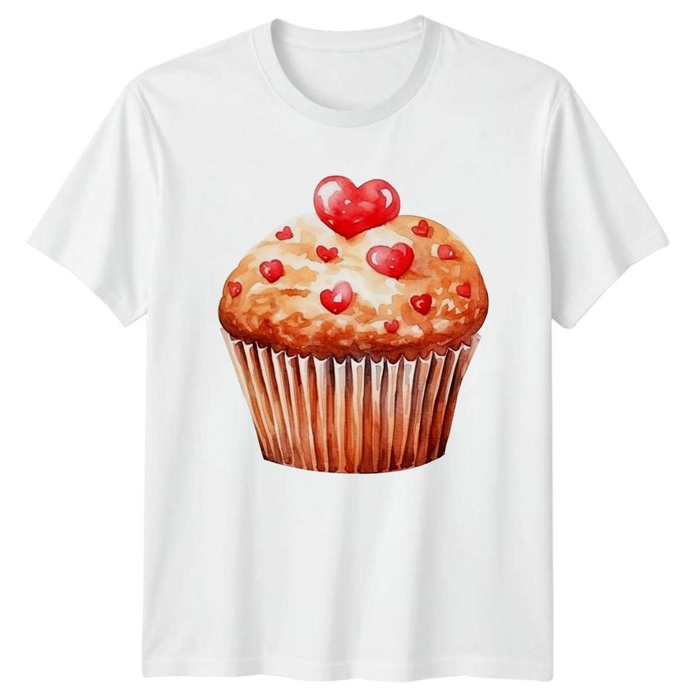 Cupcake Hearts Dessert Food Graphic Tee Unisex Top