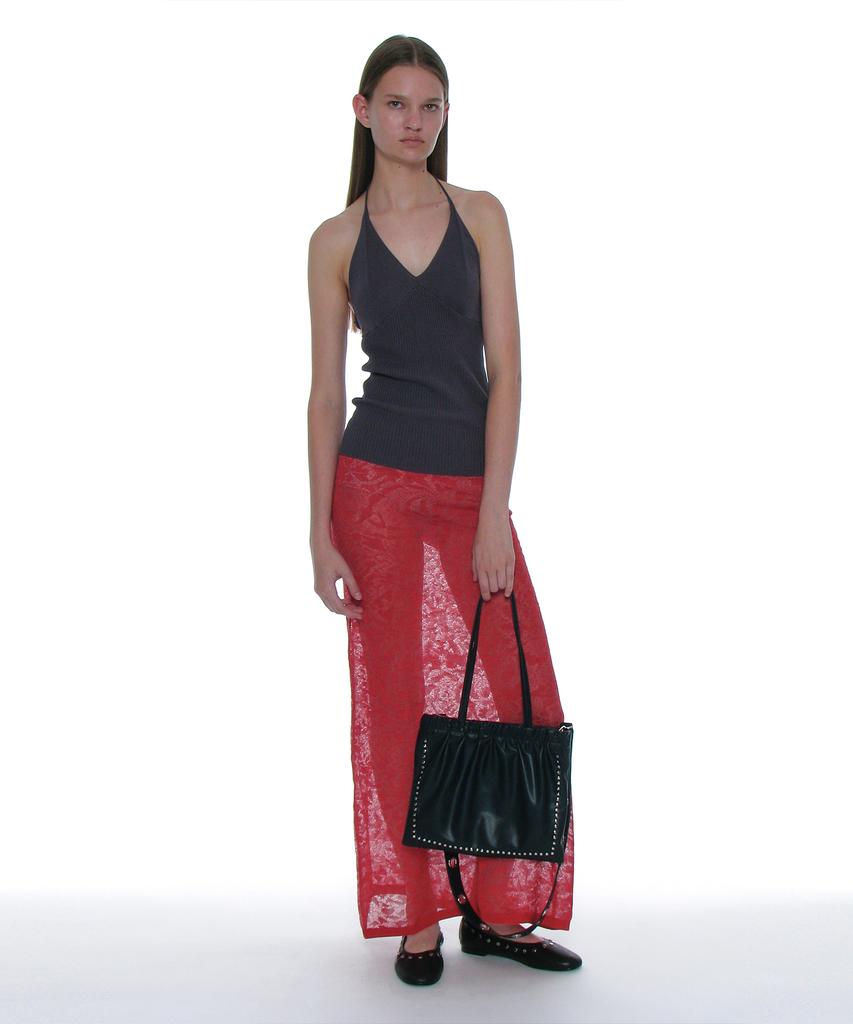 Partimento Women 2Way Studded Shirred Flat Bag_Navy