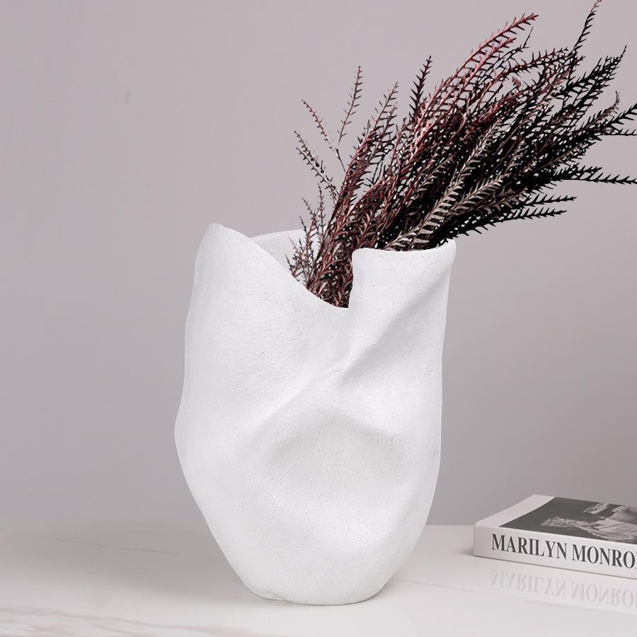 Wabi-Sabi Geometrische Große Harzvase für Esstisch Blumenarrangements