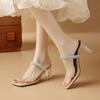 Krazing Pot PVC Mules Peep Toe Flip Flops Crystal High Heels Summer Jelly Shoes Size 44 Size 43 Women Luxury Sandals