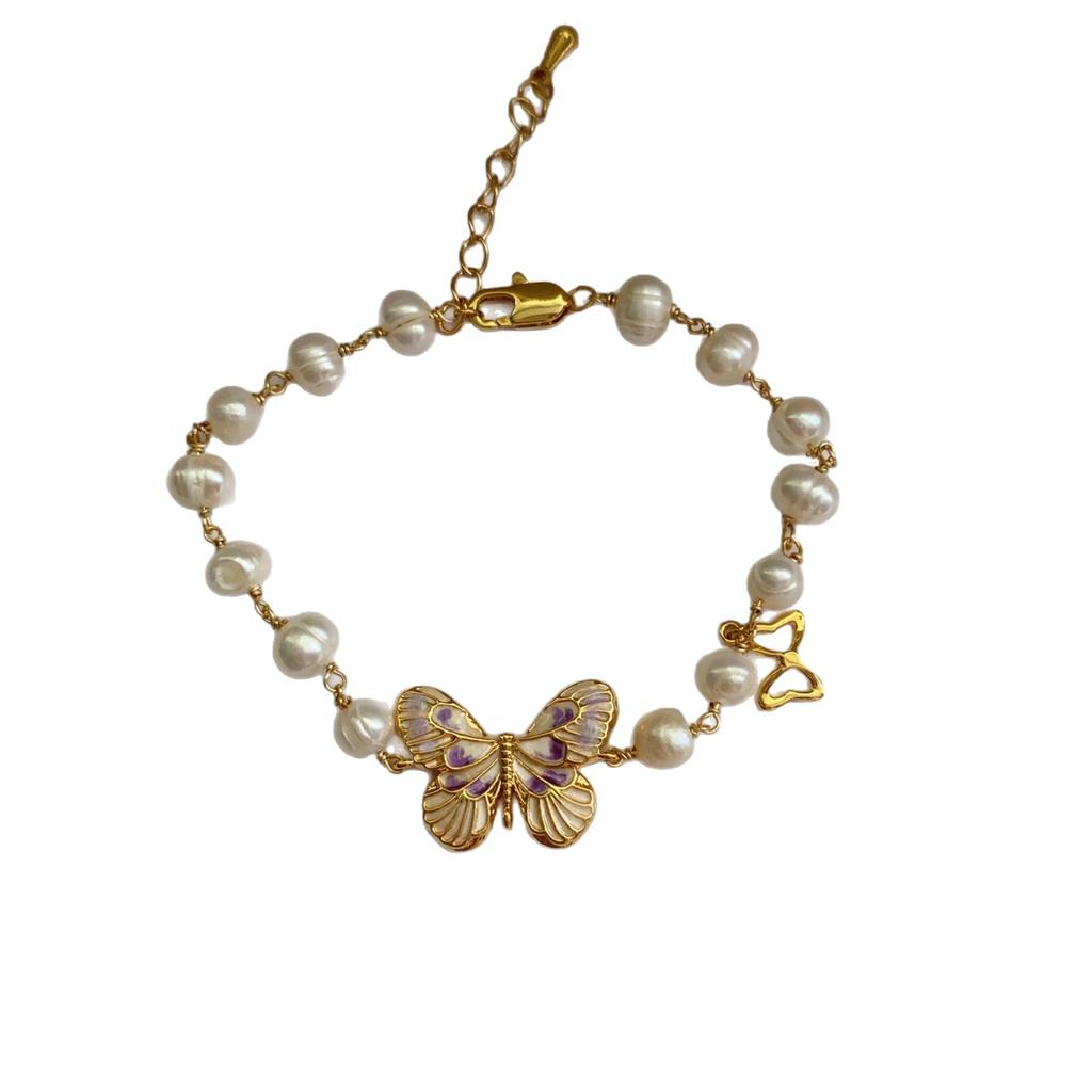 Exquisite Mori niche design bracelet temperament sweet fairy butterfly light luxury freshwater pearl bracelet bracelet bracelet