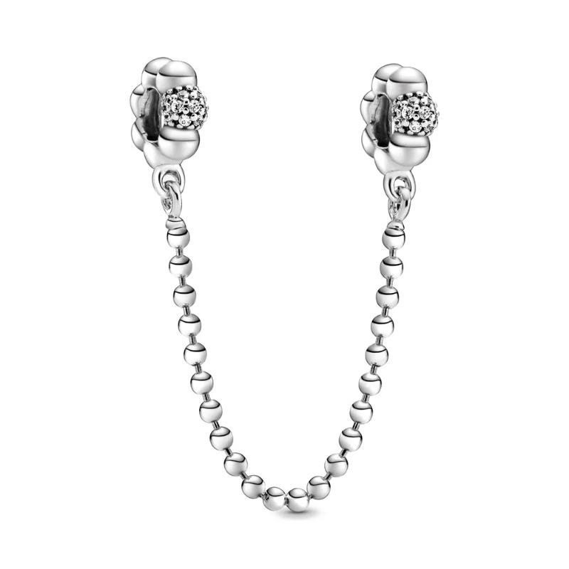 New 925 Silver Butterfly Stars & Moon Sunflower Safety Chains Spacer Beads Charms Fit Original Bracelets DIY Jewelry