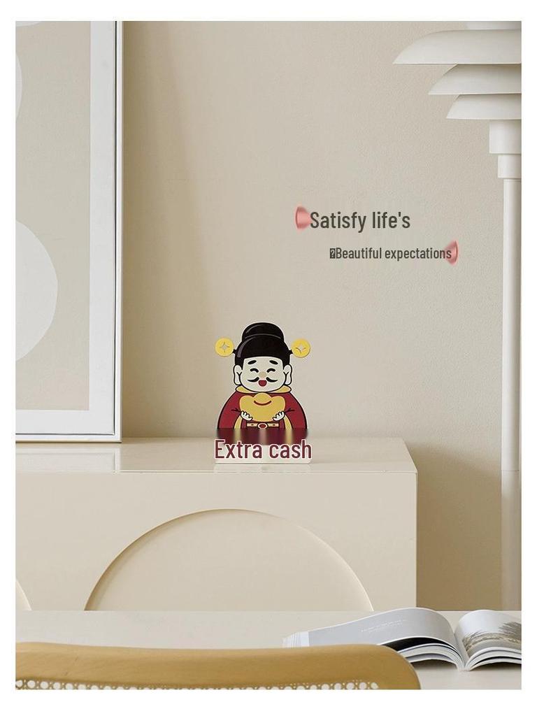 Wozoom Chinese Style God of Wealth Figurine Clock - Creative Housewarming Gift and Decoration