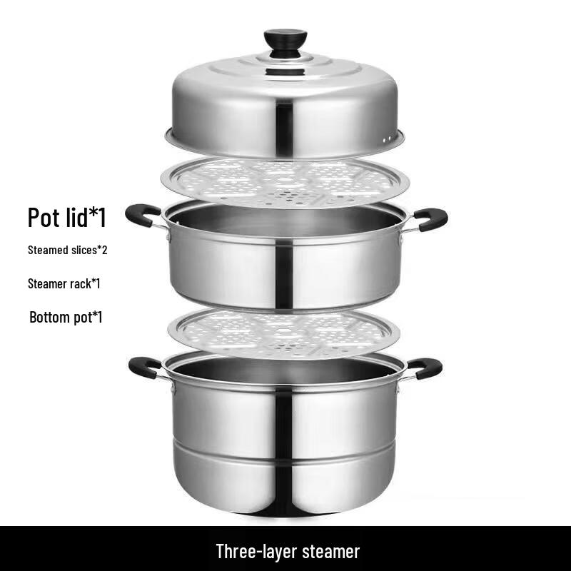 ZISIZ 30cm 304 Stainless Steel Multi-Function Steamer Pot