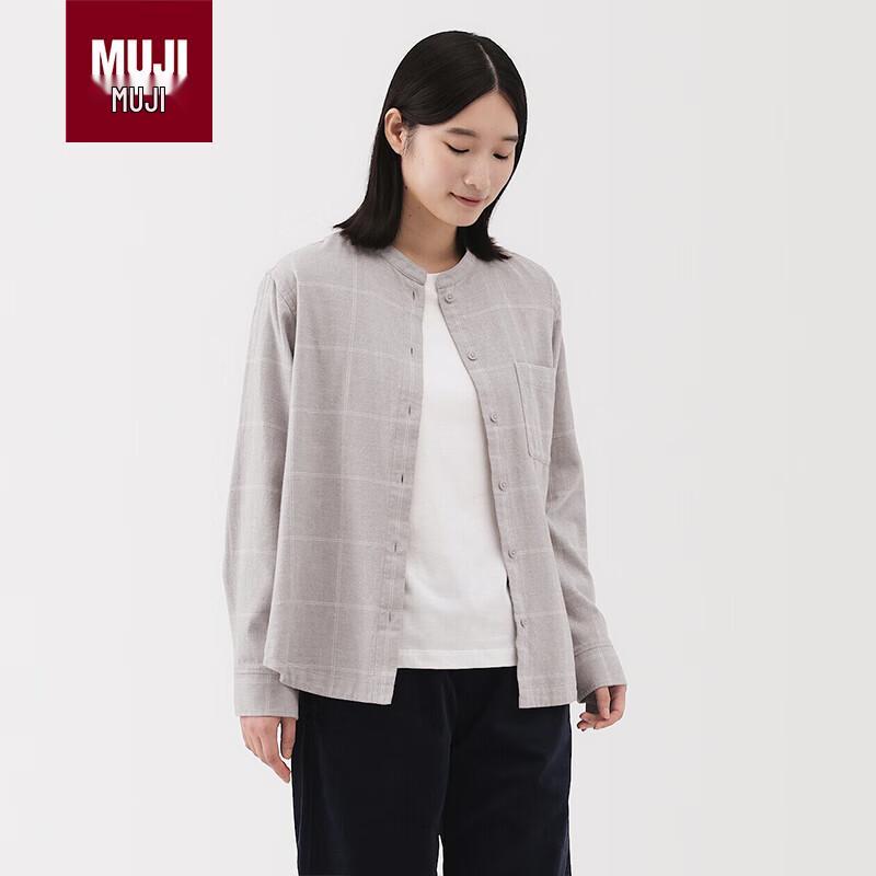 MUJI Women s Flannel Stand-Collar Long-Sleeve Blouse M