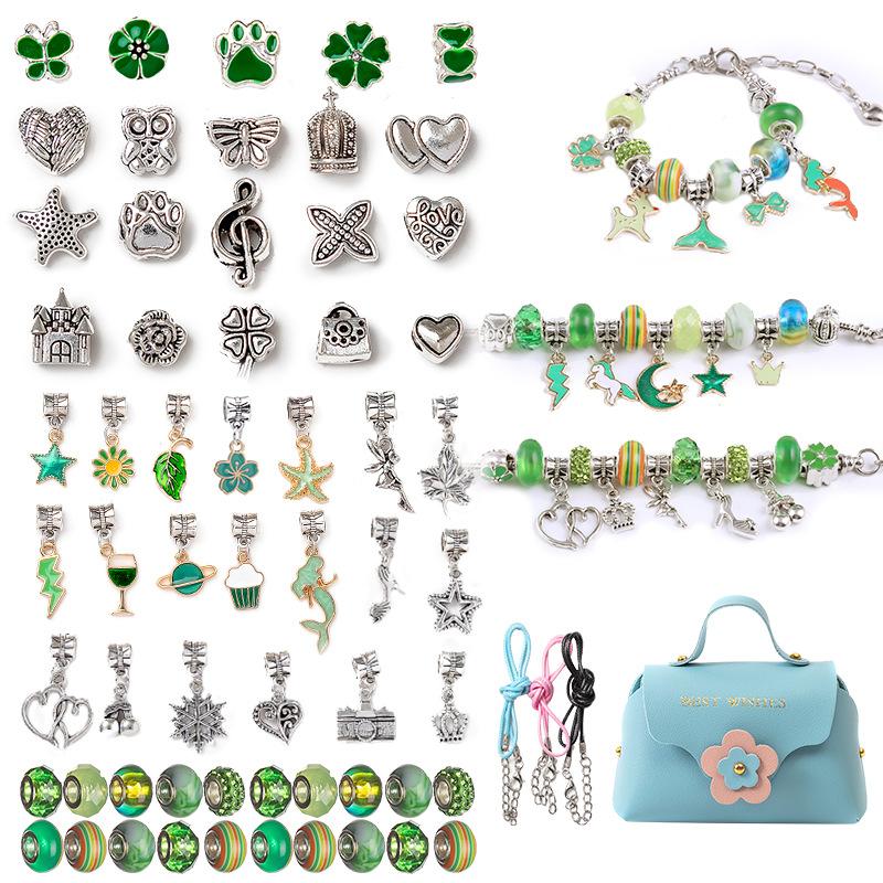 Crystal Loose Bead Alloy Children'S Bracelet Diy Beading Material Network Popular Jewelry Accessories Portable Leather Bag