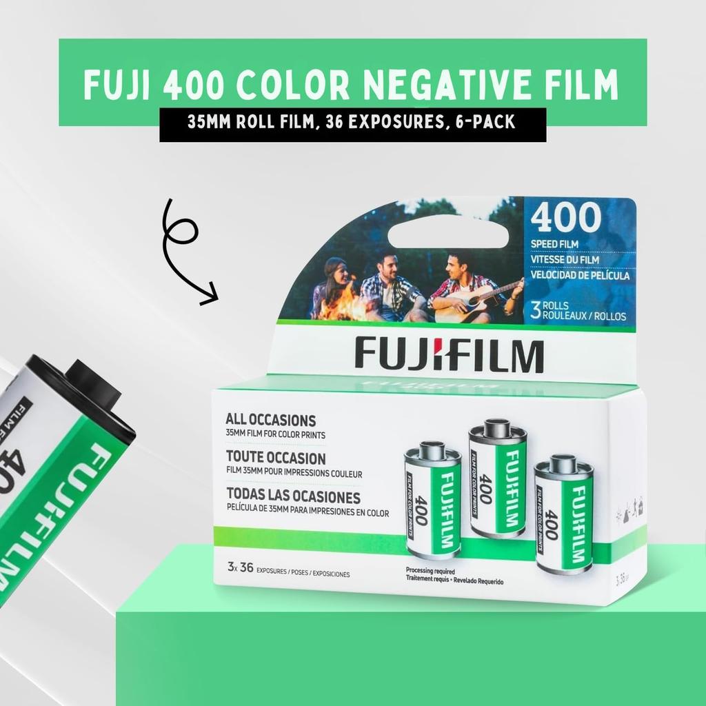 Fujifilm 400 Color Negative Film 35mm Roll 36 Exposures 6 Rolls 2 Pack Microfiber Cleaning Cloth