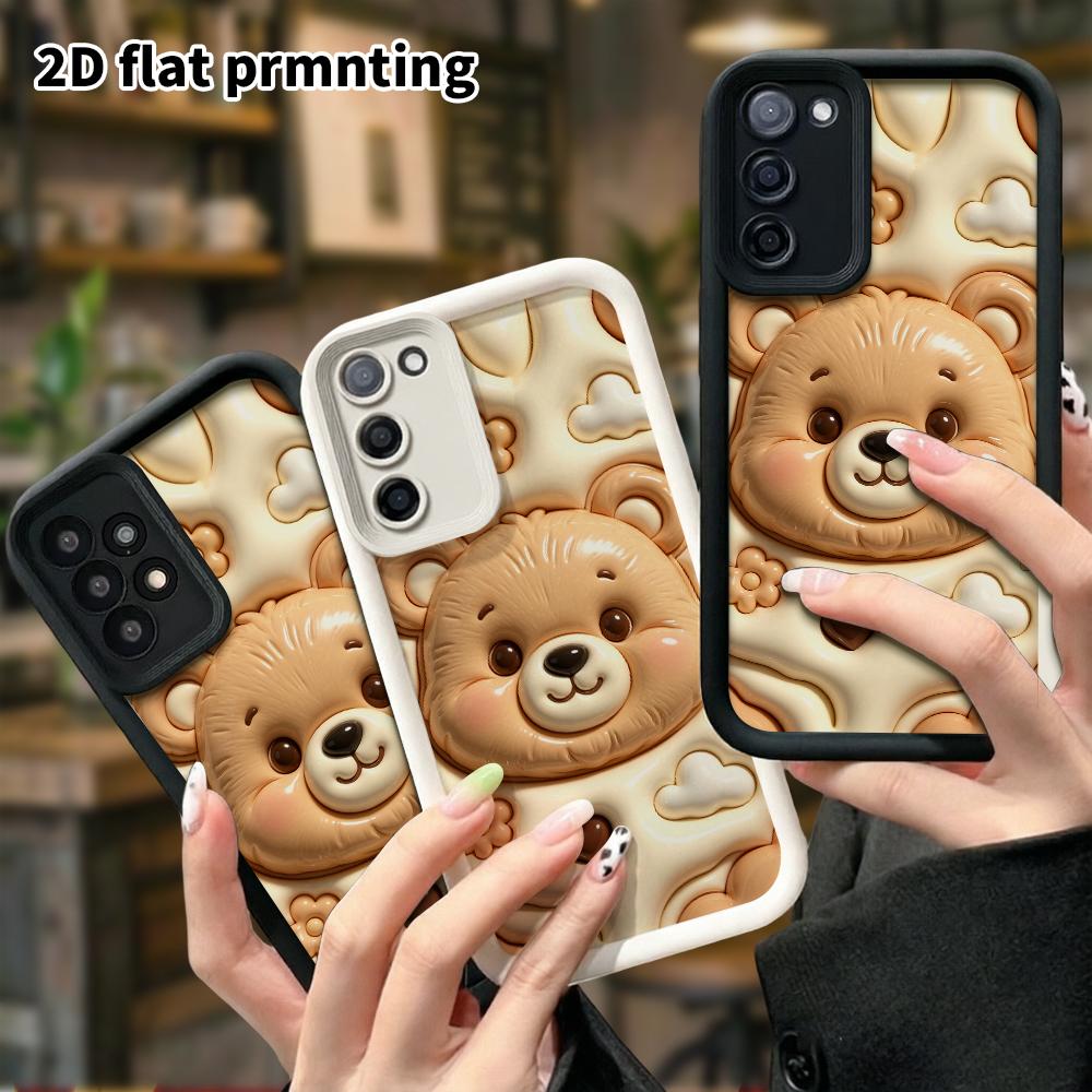 Phone Case: 2D flat, suitable for Samsung Galaxy A34 A35 M05 M06 S20 S22 S21 FE Plus 5G protective case, light brown bear head, perfect holiday gift f