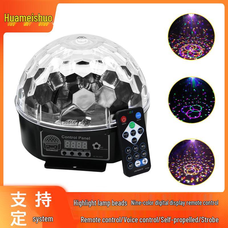 

Семиколірна світлодіодна кришталева магічна куля, міні-світло для сцени, що реагує на звук EU Plug