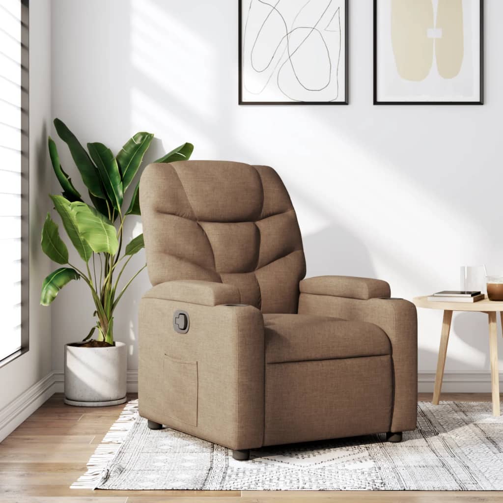 Vidaxl Foldable Armchair, Brown, Upholstered In Fabric