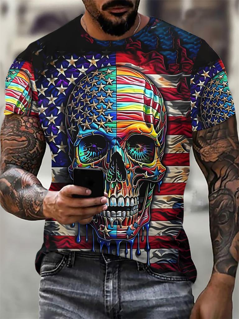 Unisex's Clothing Skeleton Graphic Print T-shirt Oversized T Shirt Unisex Summer Spring Oversized Punk Style Short Sleeve Outdoor Top