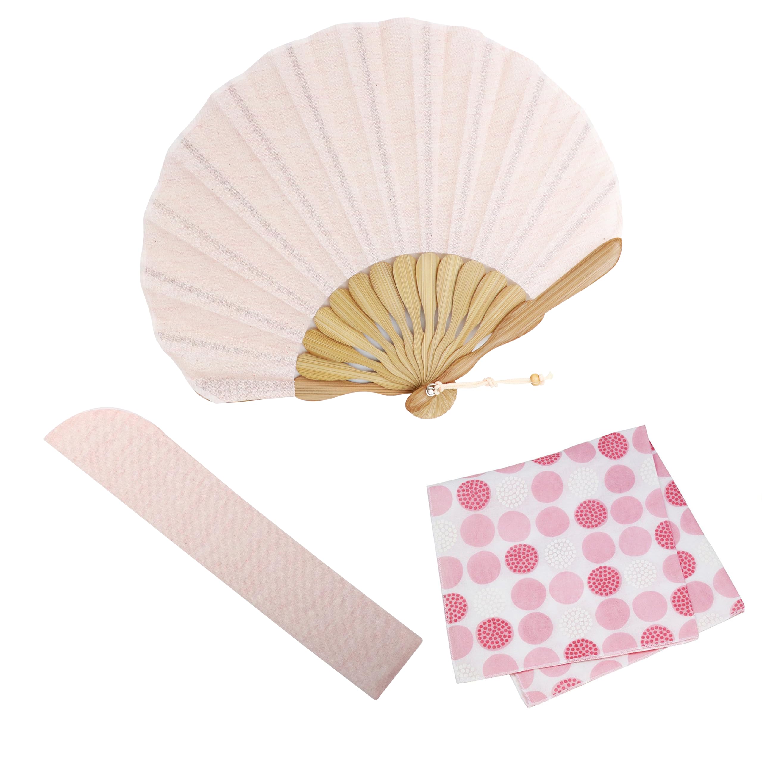 

Стильный деловой веер с набором из сумки для веера и носового платка [Osaka Choseido] Женский (розовый) розовый