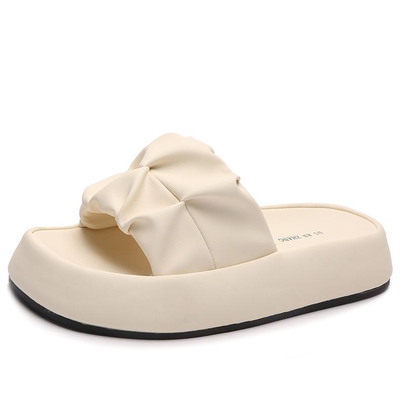 Cool slippers women's summer wear 2025 new platform casual beach sandals fashionable women's maternity bread one-word drag