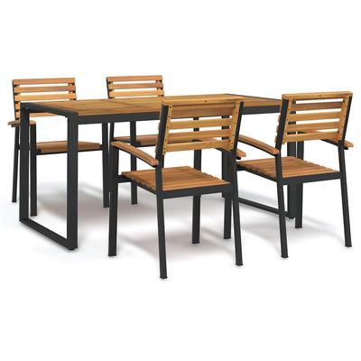 Vidaxl 5-Cz. Garden Furniture Set, Solid Acacia Wood and Metal