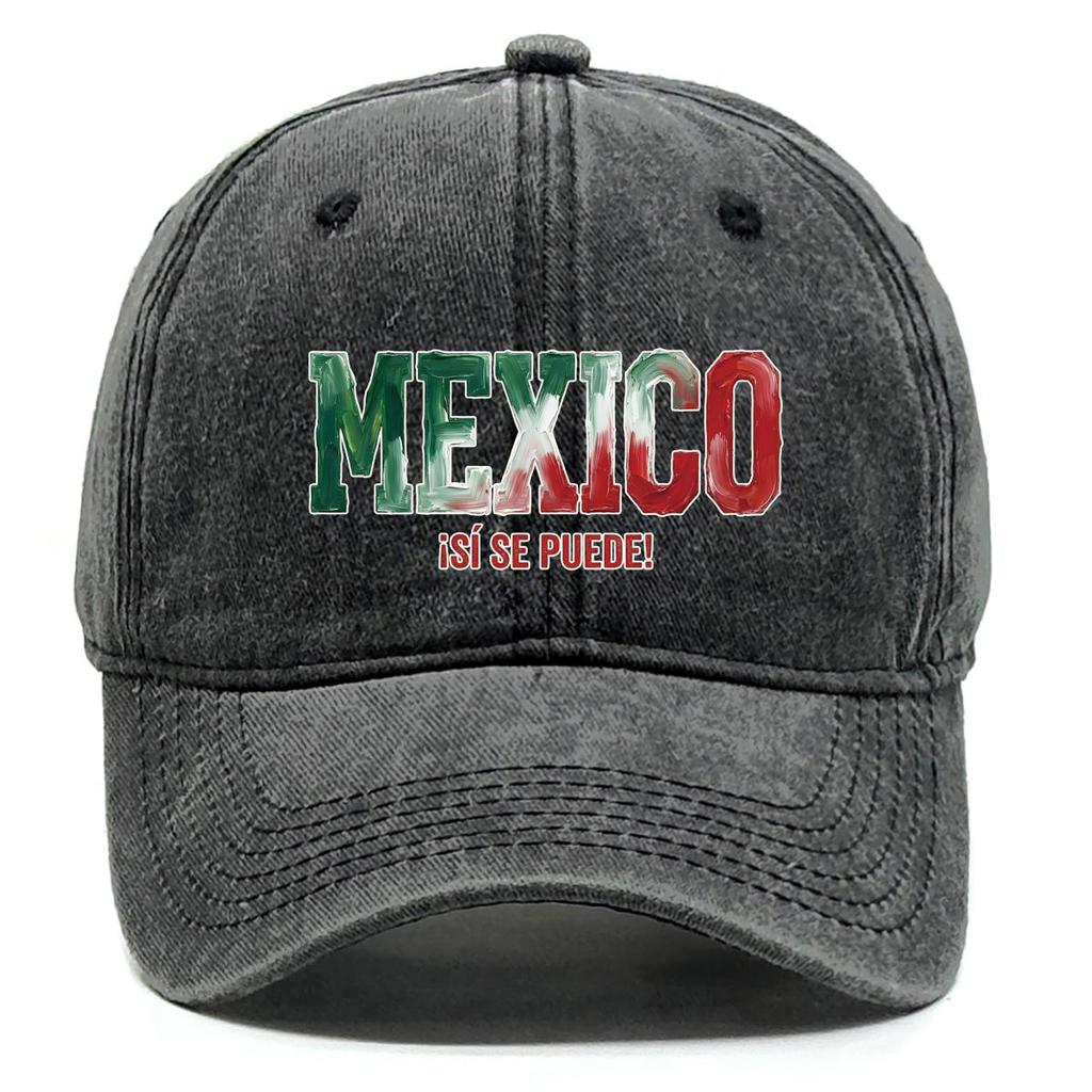 "MEXICO" "SI SE PUEDE" Flag Printed Snapback Baseball Cap , Adjustable Baseball Hat Lightweight Inelastic Fashion Unisex Dad Hat