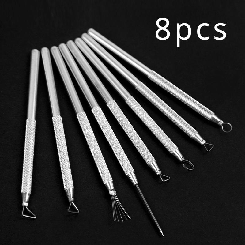 

8Pcs Products Ceramic Tools Trimming Aluminum Rod, Trimming Scissors, Sculpture, Scraper, Clay Sculpture, Precision Sculpture, Oil Clay Ceramic Tools 1set серебряный