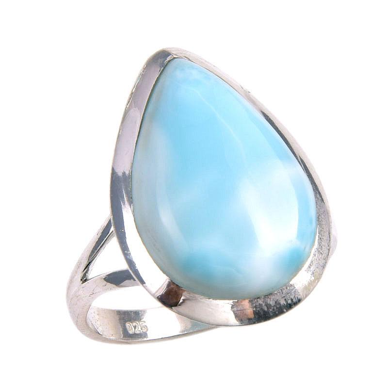 Natural Republic Larimar Edelstein 925 Sterling Silber Schmuck Ring Größe 9.5 d1w05